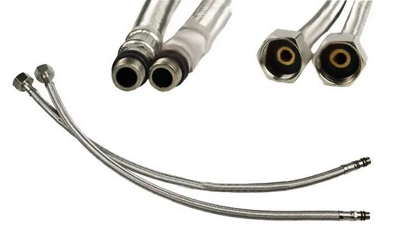 

1 Pair 27.6" (700mm) Length Flexible Metal Sink Basin Faucet Mixer Tap Accessory Water Supply Hose Pipe 1/2" Cba021