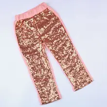 Брюки с пайетками для девочки розовые и золотые леггинсы с пайетками блестящие штаны сверкающие леггинсы штаны с пайетками для девочки