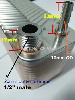 

30 Plates Stainless Steel Plate Wort Chiller Home Brewing Beer Chiller SS304 10mm Garden Hose Barb Without Brass Hose Barb