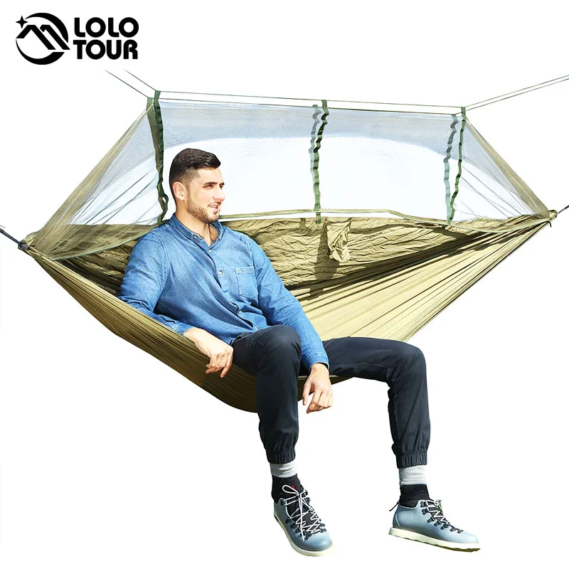 1-2 Person Outdoor Mosquito Net Parachute Hammock Camping Hanging Sleeping Bed Swing Portable Double Chair Hamac Army Green 1-2 Person Outdoor Mosquito Net Parachute Hammock Camping Hanging Sleeping Bed Swing Portable Double Chair Hamac Army Green