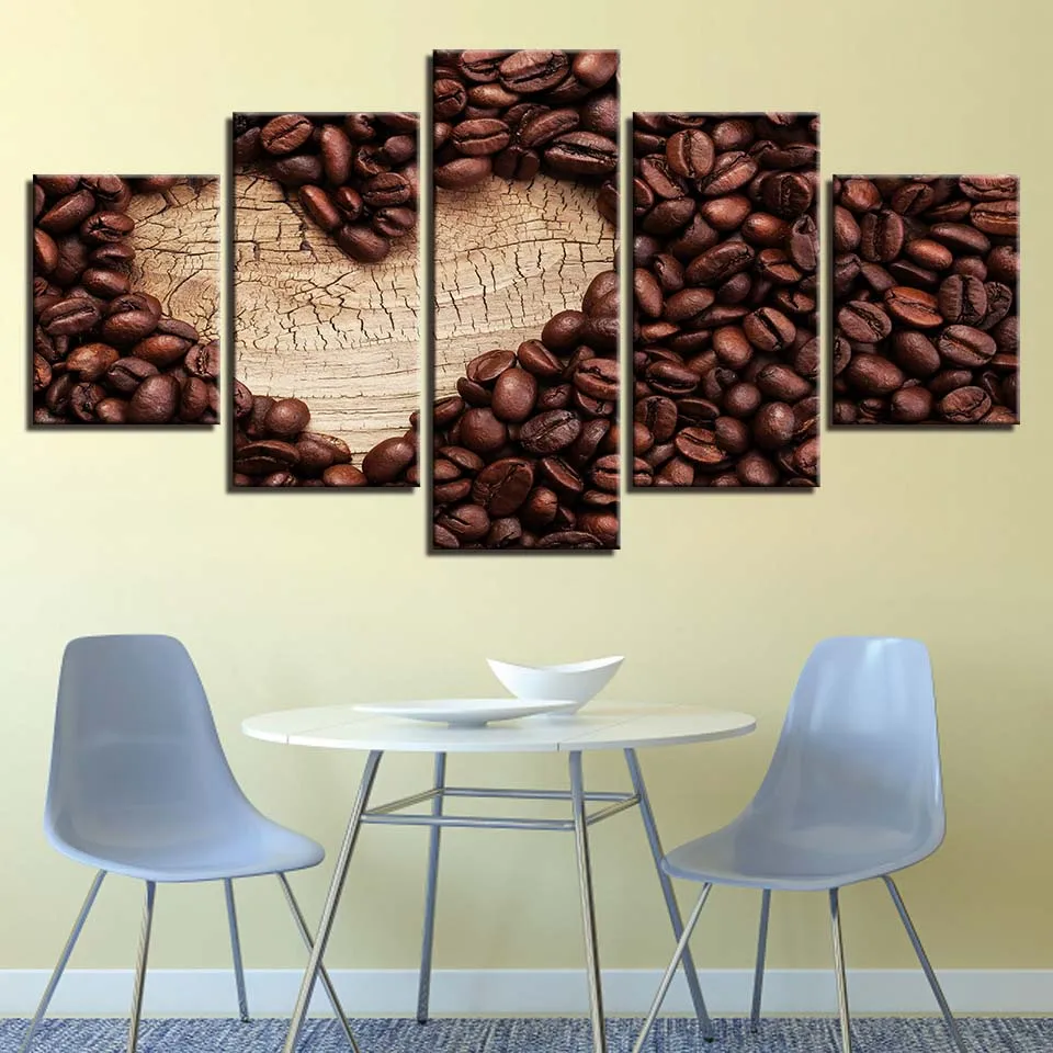 Wall Art Modular HD Painting Printed Poster Canvas 5 Panel Coffee Bean