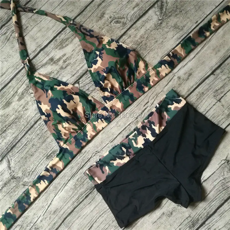 

2017 Halter Top Bandage Women Bikini Set Marine Corps Camouflage Swimwear Army Swimsuit Push Up Biquini Sexy Bathing suit Beach