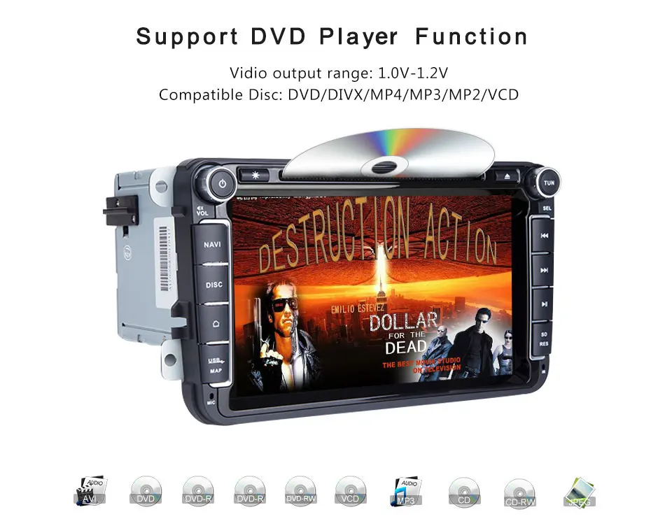 Sale 2 din Android 8.1 GPS Car Multimedia For Volkswagen VW Passat b6 Polo T5 Skoda Octavia 2 3 Superb Seat leon 2 AutoRadio golf 5 6 17