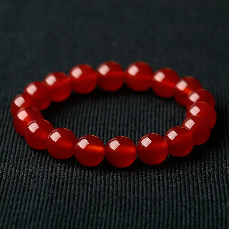 

Hot-selling Nature bracelet Transparent Nature Onyx red stone elastic bracelets round beads trench beauty gifts for women girl