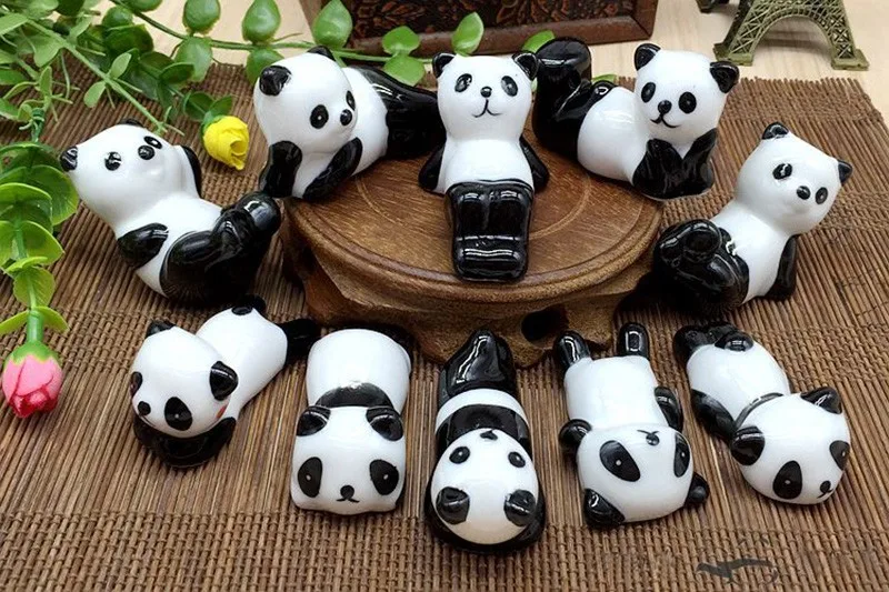 Милый Керамический Китайский орнамент в виде панды палочки для еды нож посуда подставка держатель ручки домашние фигурки миниатюры Декор ремесла