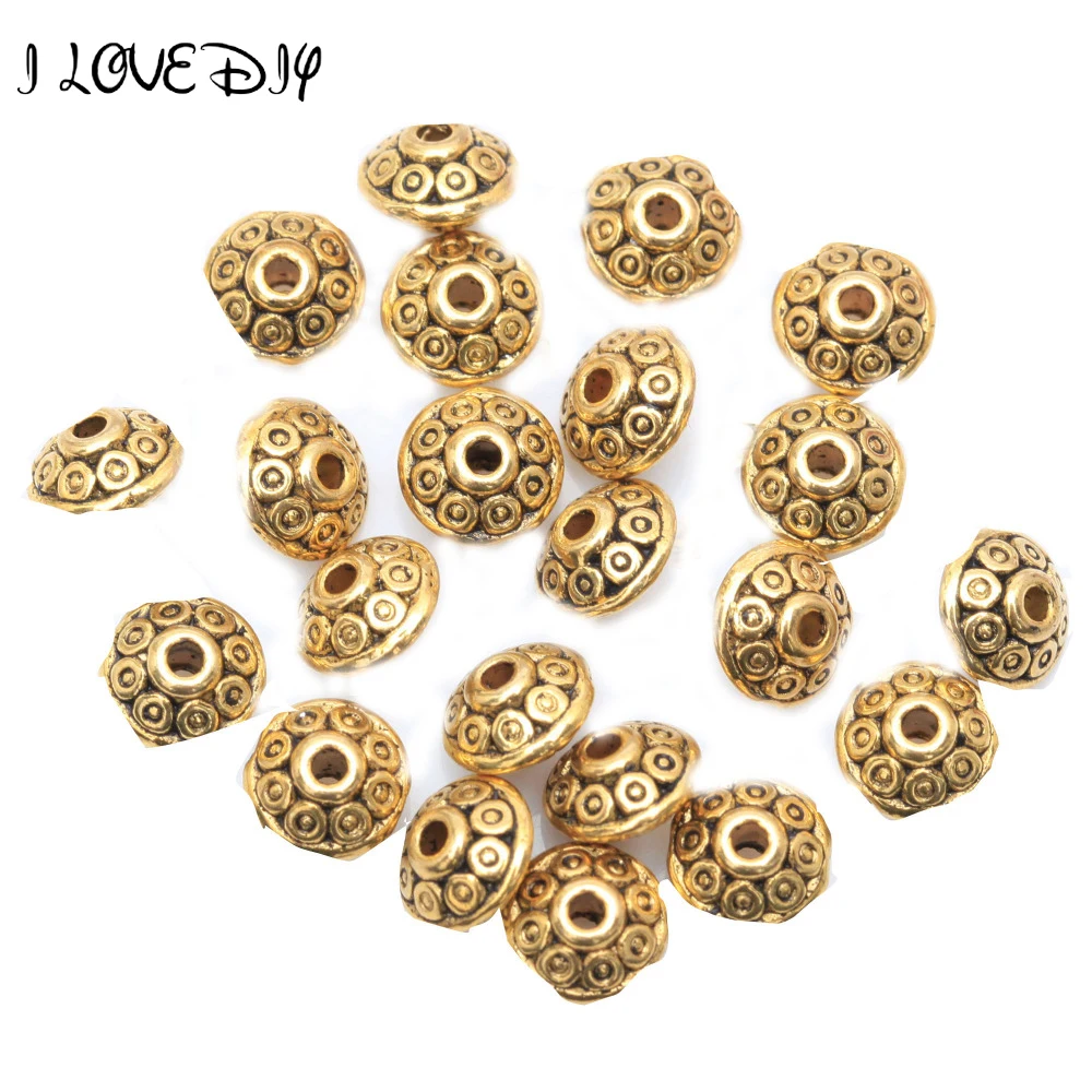 Wholesale 100pcs Spacer Charms Tibetan Metal Gold Spacer Beads 6mm for
