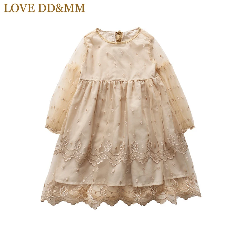 

LOVE DD&MM Girls Dresses 2019 Spring New Children's Wear Girls Sweet Long-Sleeved Mesh Lace Embroidered Princess Dress