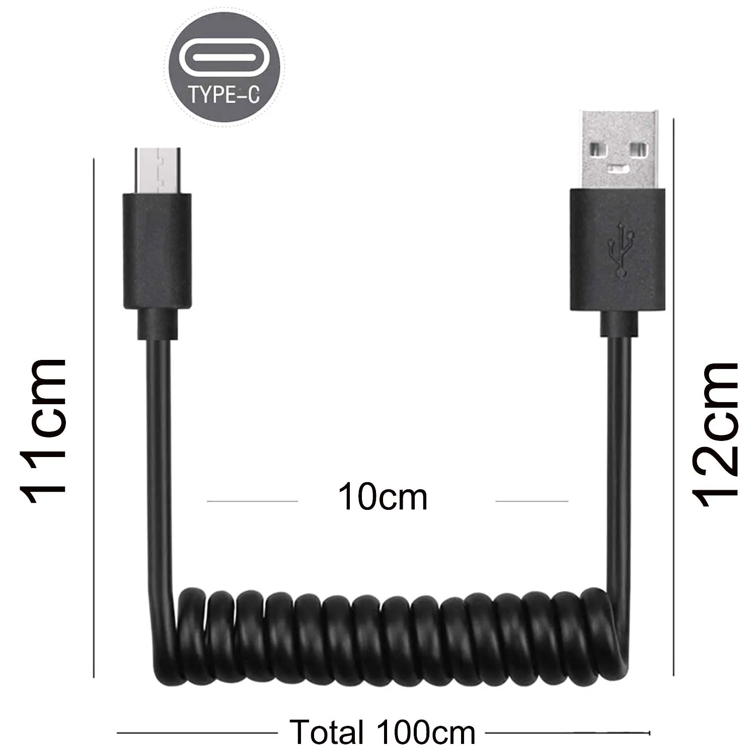 Data& charger Spring Coiled USB Cable Cord TYPE-C Micro USB For android phone iphone - Цвет: TYPE-C