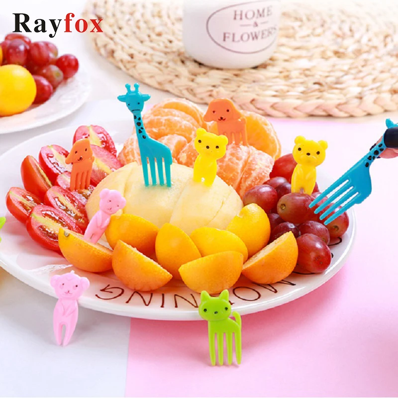 

Kitchen Accessories 10 Pcs Creative Fruit Fork Plastic Cake Salad Tableware Tools Cute Animal Style Toothpick Kitchen Gadgets