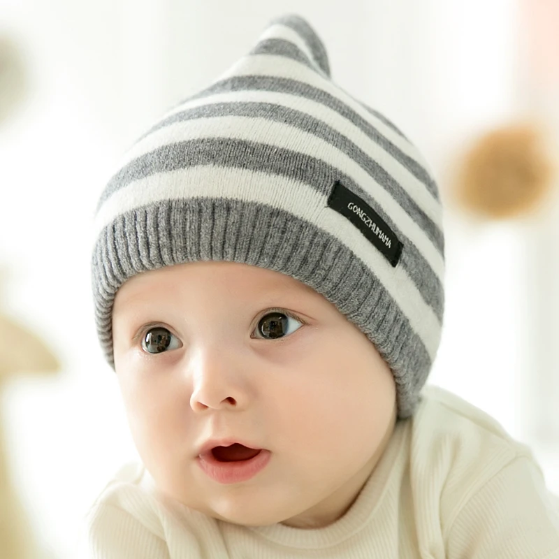 CieiK Newborn Photography Props Soft Baby Hat Warm Children Winter Cap Boys Girls beanie Infant Striped Muts Baby Accessories (9)