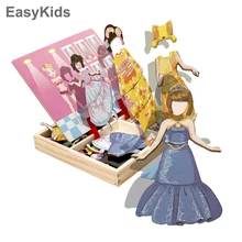 Детские деревянные головоломки Игрушечные лошадки Магнитные доски для девочек переодеться Наряжаться развивающие творческие Jigsaw Раннее Обучение Игрушечные лошадки