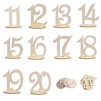 

MDF Wooden 10cm Table Numbers 11-20 Base Set Wedding Birthday Party Wedding Table Decoration Number Holder Party