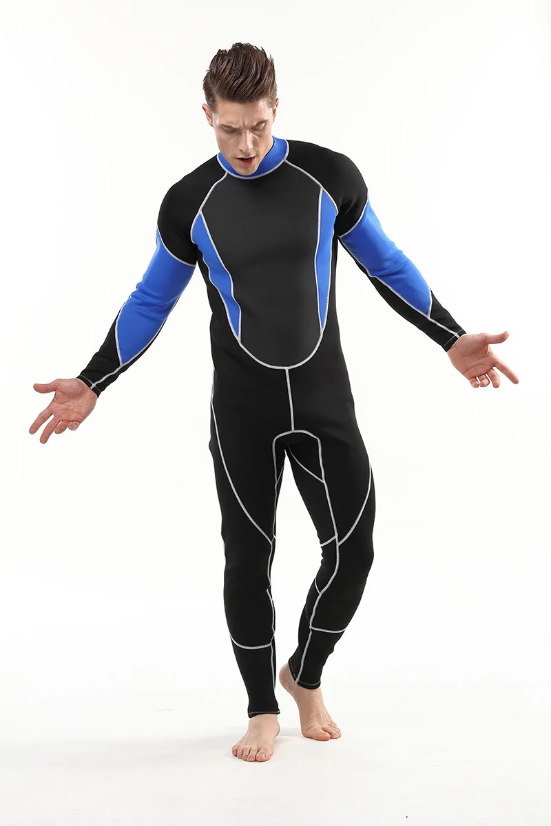 2mm Men Women wetsuit Long sleeved one piece Swimsuit neoprene Triathlon Diving suit Super Elastic Surf wet suit for cold water