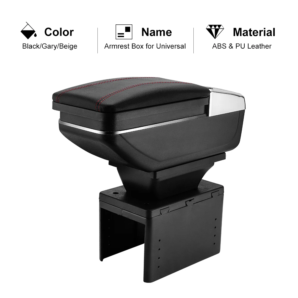 

Universal Auto Armrest Box PU Leather Central Container Storage Box Car Styling accessories Black Red Grey Beige