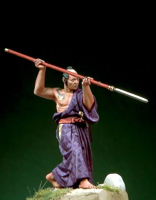 Unpainted Kit 1/ 32 54mm Samurai in Hitatare with Yari (1600
