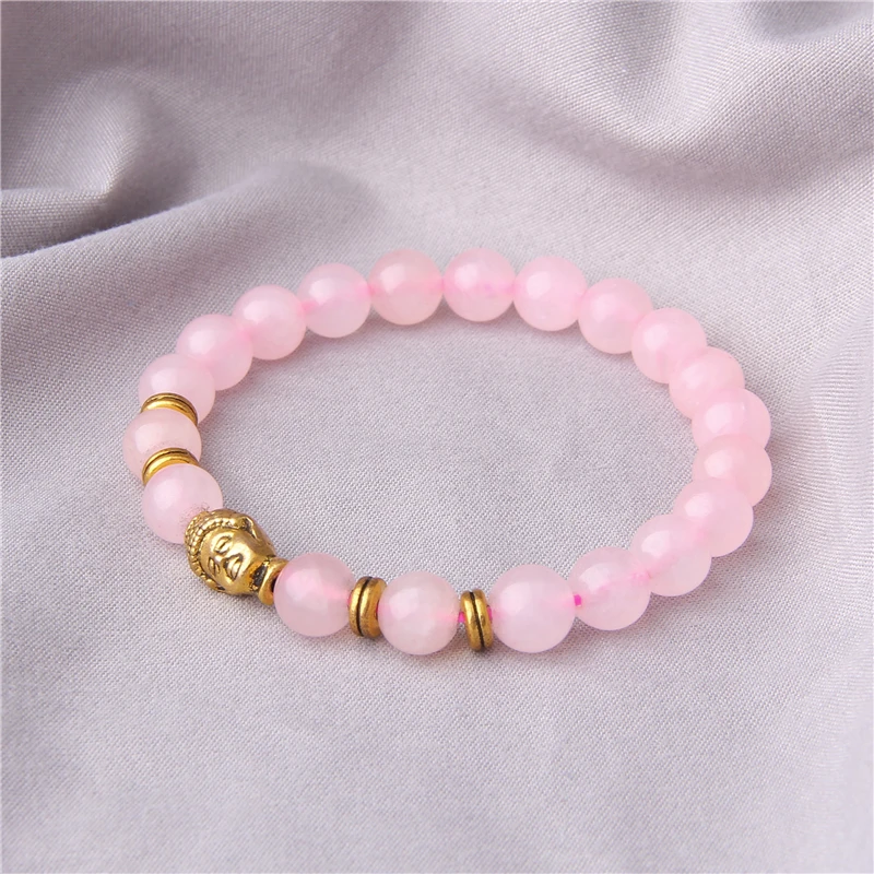 Розовый браслет с кристаллами из розового золота и серебра, браслеты с бусинами, розовые кварцевые браслеты, браслет для женщин и девушек, подарок