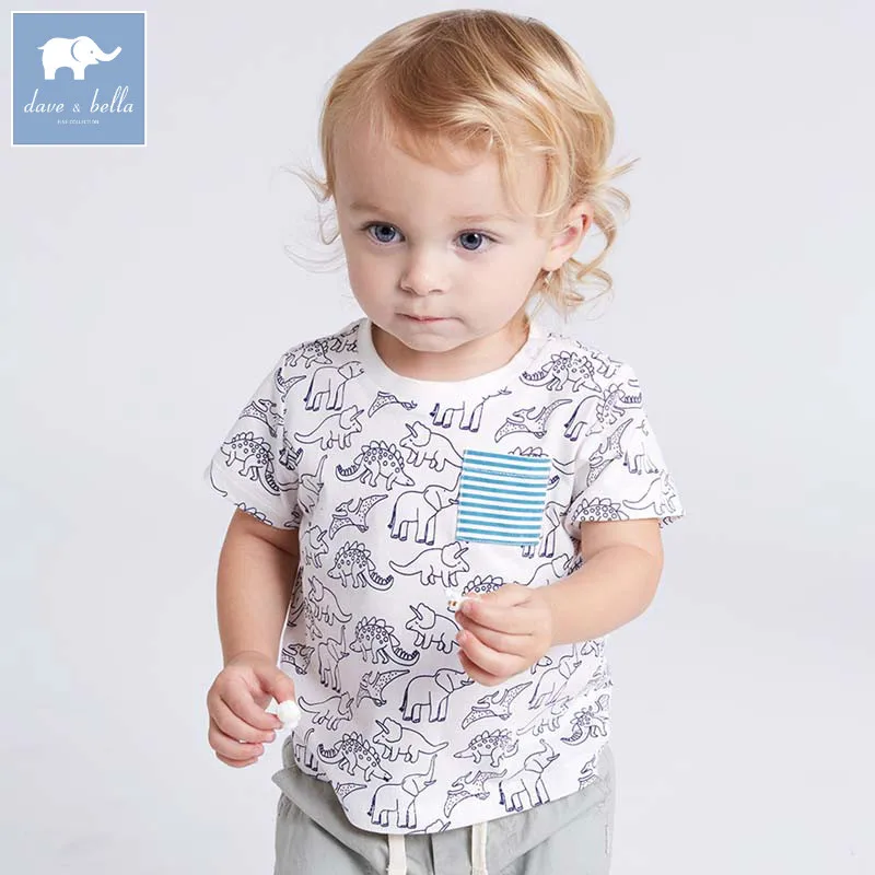 

DBA6419 dave bella summer infant baby boys fashion t-shirt kids 100% cotton boutique tops children high quality tee
