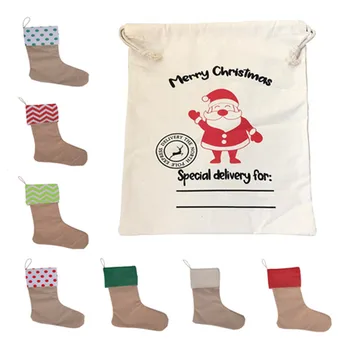 

New Year Gift 2019 Santa Sack Stocking Christmas Santa Claus Bag Personalized Xmas Stockings Drawstring Large Santa Socks