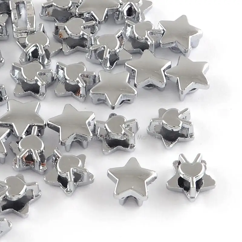 50pcs Platinum Color Zinc Alloy Star Slide Charms for Jewelry Making