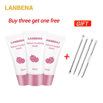

Buy 3 Get 1 Gift LANBENA Strawberry Blackhead Remover Nose Mask 3pcs + Acne Removal Needle Blackhead Remover Acne Treatment