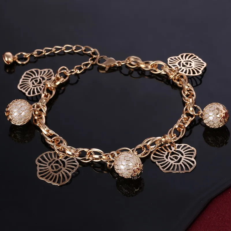New Arrival Female Charming Bracelet Hollow Flower Design Pendant Chain Bracelet Cute Small Bell