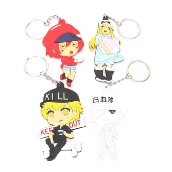 

4pcs/set Hataraku Saibou Cells at Work Keychain Soft PVC Action Figure Model Toy