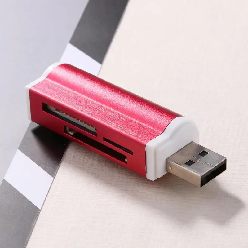 1 шт. USB2.0 4 в Алюминиевый сплав Мульти устройство чтения карт памяти SD/SDHC/Mini SD/MMC/TF