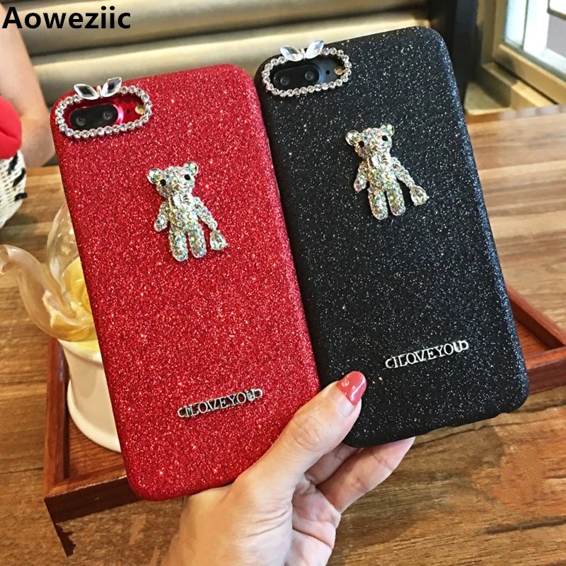 

Aoweziic Korean tide brand creativity personality rhinestones bear For iPhoneX XS 7plus 6s 8Plus phone shell female models