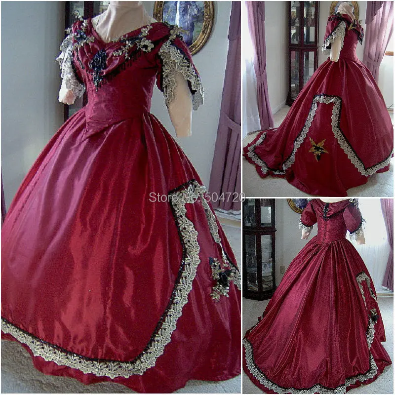 

Historical!R-160 Vintage costume 1860S Victorian /Civil War Southern Belle Ball Halloween dresses