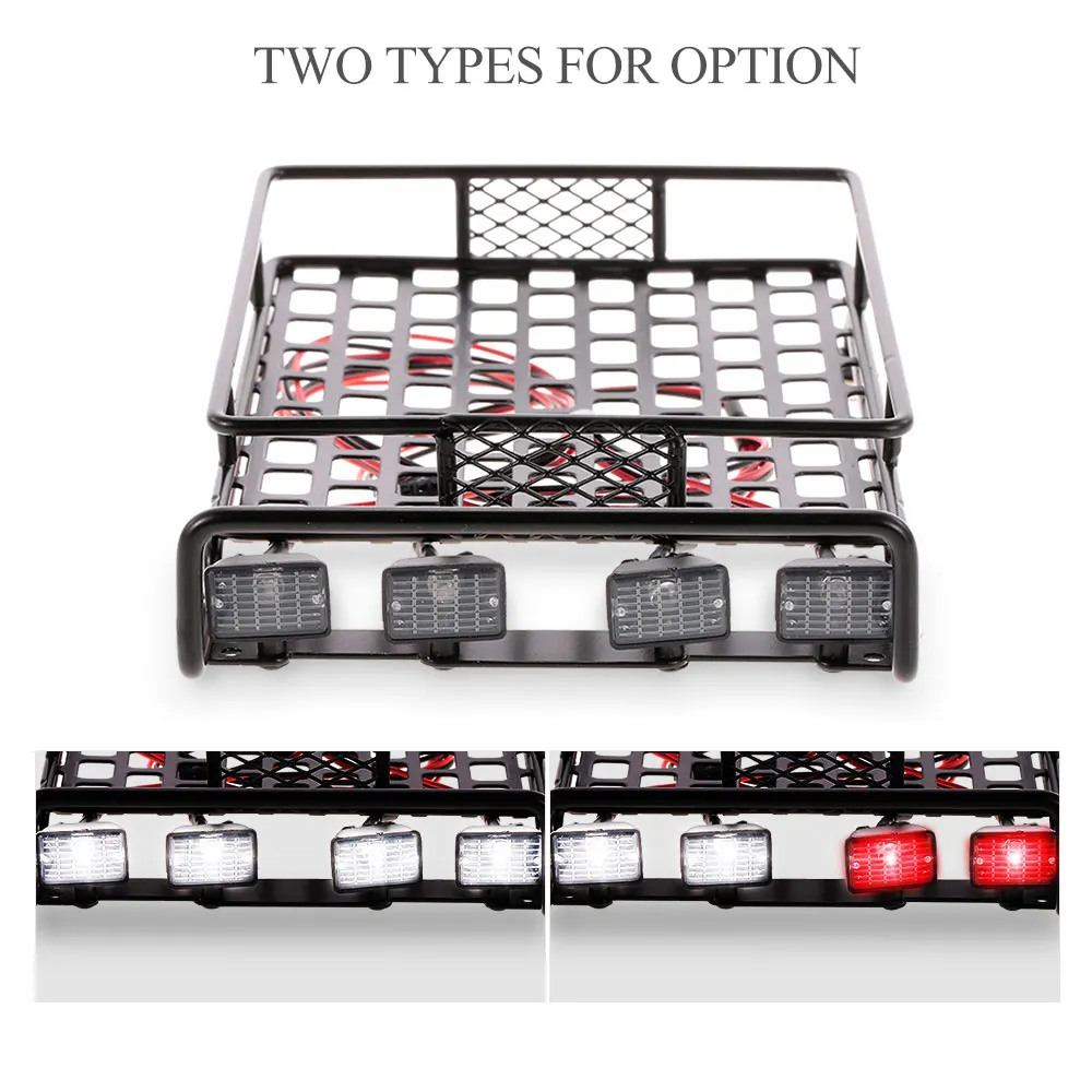 RC Car Roof Rack Luggage Carrier Square Light Bar for Traxxas TRX-4 1:10 RC Crawler Axial SCX10 D90 110 Tamiya HSP RC Toys Parts