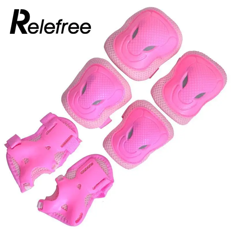Relefree 6 في 1 مجموعة زلاجات دوارة التزلج المعصم الركبة الكوع حامي مجموعة الكبار الاطفال الركبة منصات حماية الرياضة أداة الحماية الكهربائية