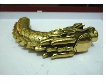 CHINESE OLD COPPER HAND CARVED FEROCITY DRAGON STATUE WALKING STICK HEAD