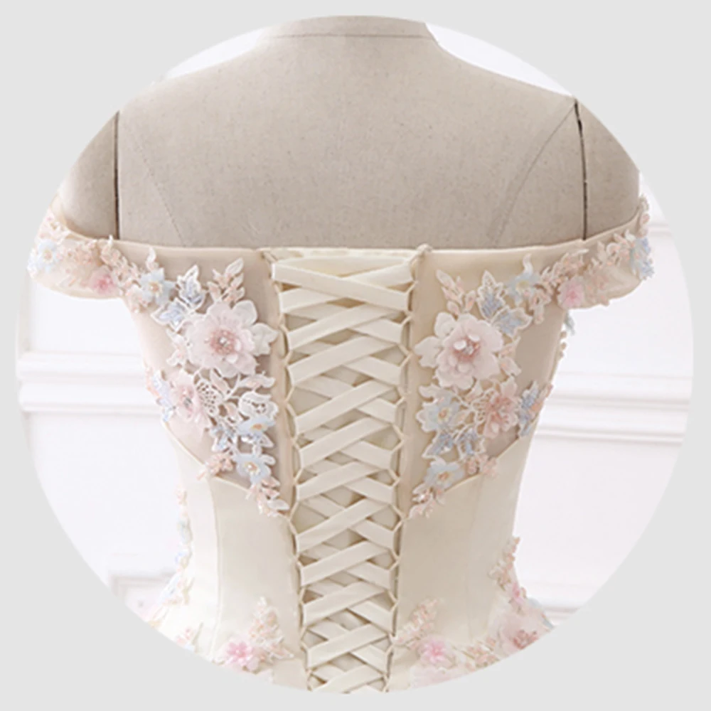 Vestido De Noiva Плюс размеры индивидуальный заказ бисер аппликации со стразами Атлас цвета шампана лампа "Цветы" бальное платье Свадебные платья