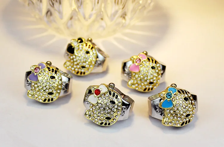 Часы с кольцом hello kitty Kawayimeng Cat, женские часы с кристаллами, цветные часы с перламутровым украшением, Прямая поставка