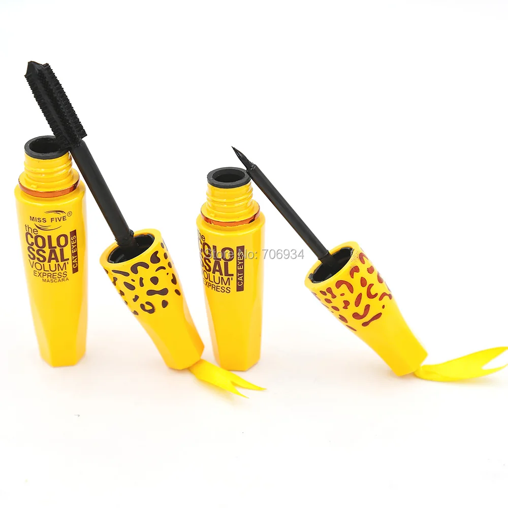 Maquiagem Mascara 2IN1 waterproof Eye Rimel Leopard 1 set/lot Silicone