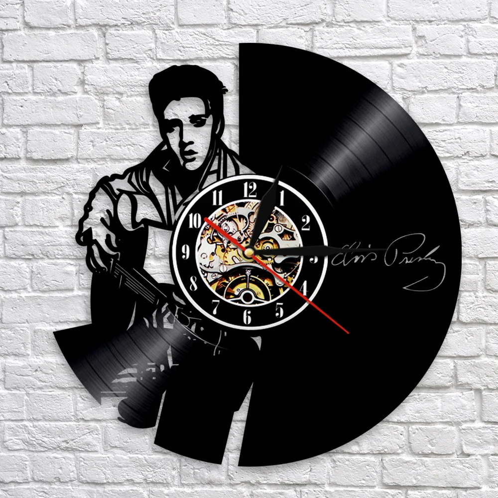 Новинка 2019 настоящие настенные часы Elvis Presley дизайнерские виниловые King Of Rock