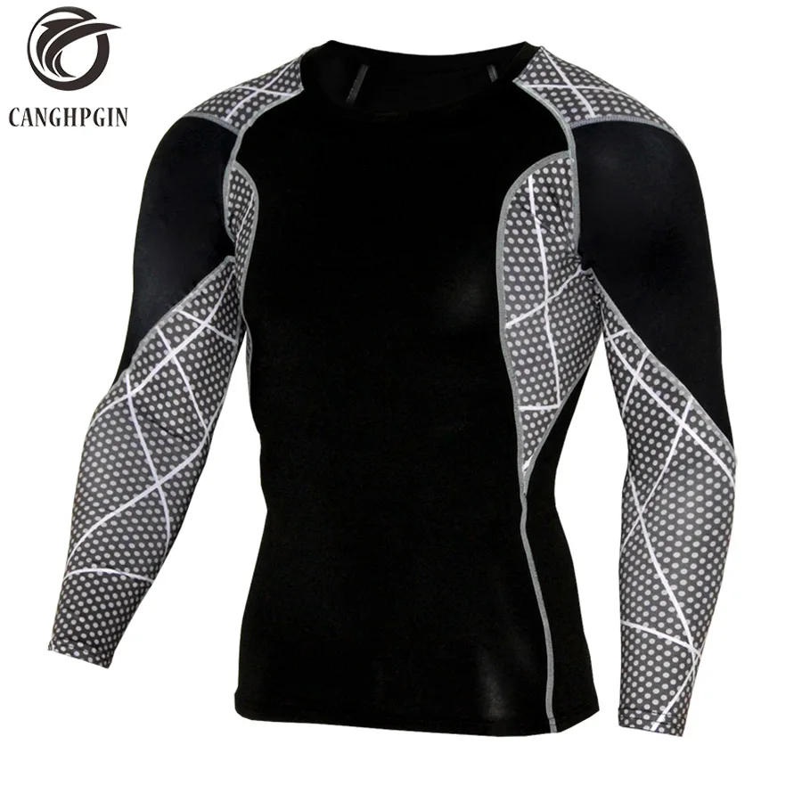 

Mens Running Shirt Compression Long Sleeves Shirts Quick Dry Bodybuilding Base Layer Fitness Tights Gym Workout Jersey Clothing