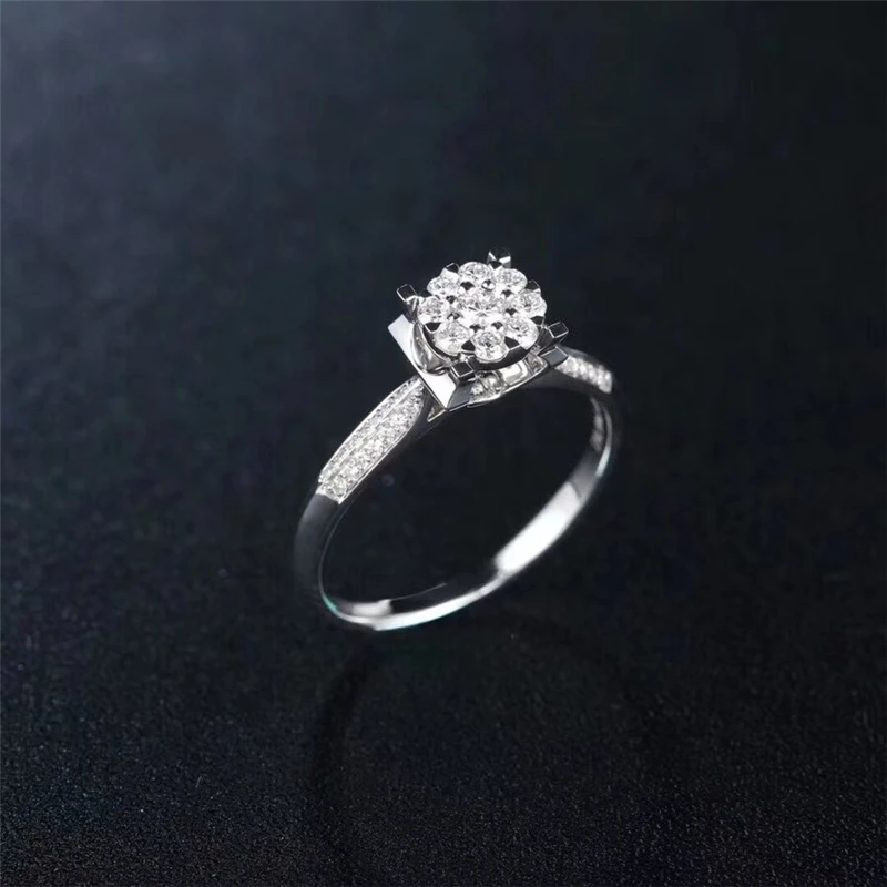 Кольцо Aazuo женское из 18 каратного белого золота с бриллиантами 0 45карат H Si1Flower