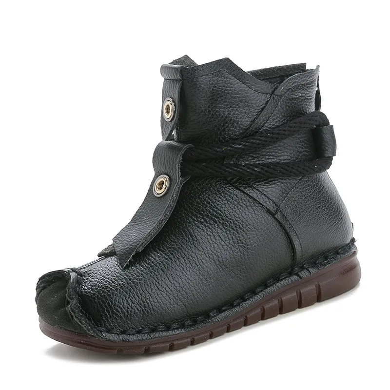 Najtaniej Xiuteng okrągły wierzchołek botki Genuien skórzana platforma zimowa kobieta Vintage śniegowce Retro Handmade LaceWomen ciepłe buty