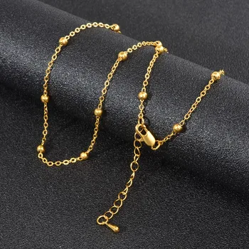 

Anniyo Small Ball Beads Chain Necklaces For Women Girls Gold Color Marshall Micronesia Jewelry Gilrs #162806