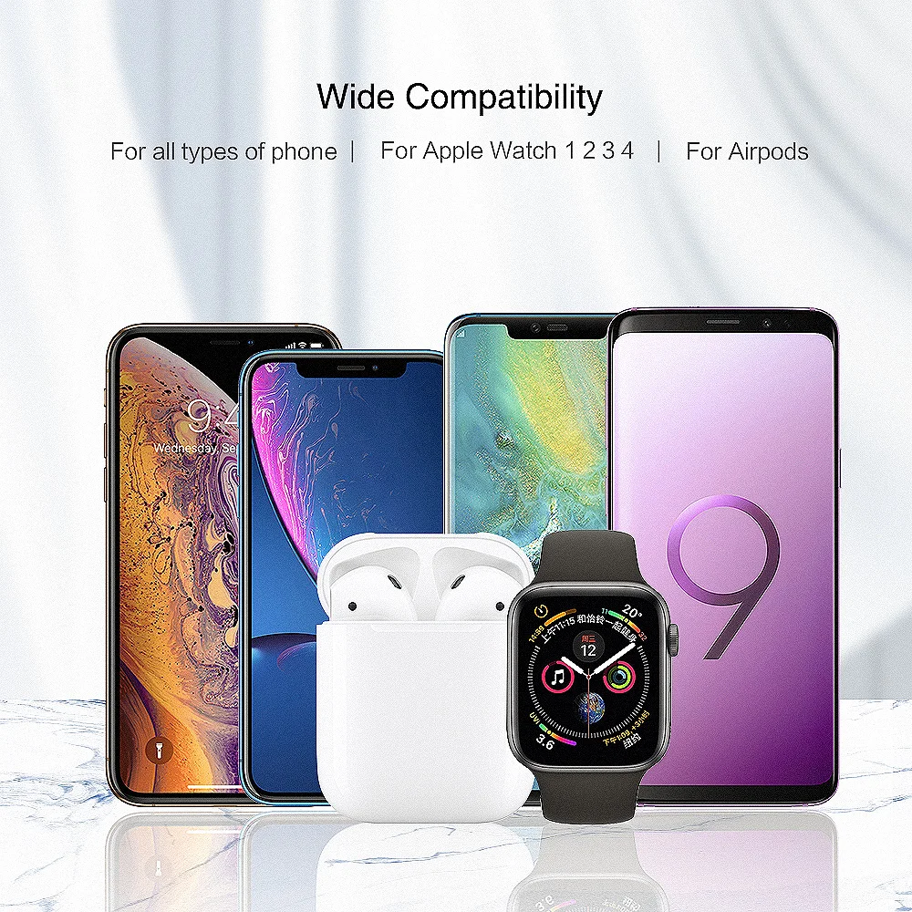  RAXFLY 3 in 1 Phone Charging Holder Stand For iPhone XS Max X Charger Docking Station For Air Pods 
