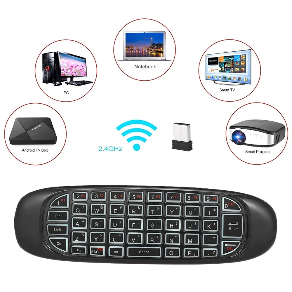 

Voice Control Wireless Keyboard Backlit 2.4G Air Mouse-Axis Motion Sensing Backlight for Smart TV Android TV BOX PC