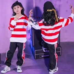 Детская Карнавальная одежда в стиле хип-хоп, Свободный свитшот, топы, штаны для бега для девочек и мальчиков, костюм для джазовых танцев