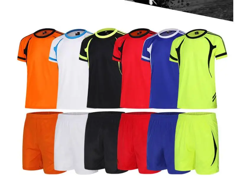 Европейские летние мужские футбольные тренировочные костюмы Дышащие футбольные майки+ шорты спортивный костюм с короткими рукавами футбольные наборы Спортивная одежда для футбола