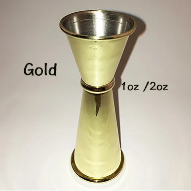 WOWSHINE Высокое качество гладкая и блестящая поверхность Красочные японский стиль двойной шейкер для коктейля 1 oz/2 oz - Цвет: gold