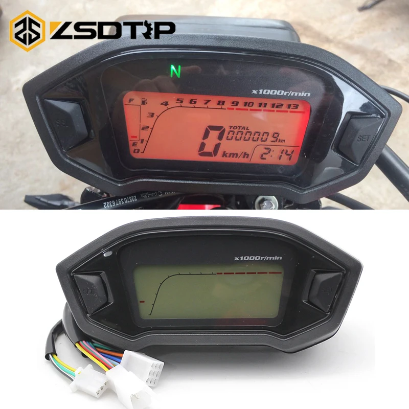 ZSDTRP универсальный мотоцикл lcd цифровой спидометр одометр подсветка мотоцикла для 2,4 цилиндров об/мин