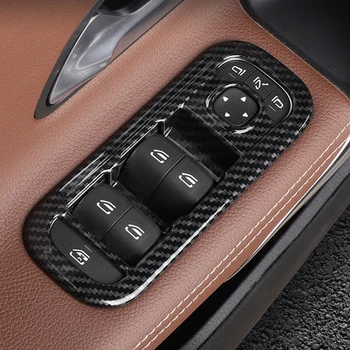 

4pcs Carbon Fiber Car door Window glass inner panel Armrest Lift Switch Button trim For Mercedes A Class A180 A200 A220 A250