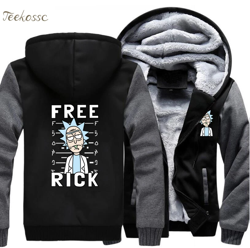 

Anime Japanese Rick and Morty Funny Sweatshirt 2018 New Spring Winter Hoodies Men Warm Thick Morty Hooded Fashion Male Jackets