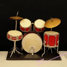 Red vintage drums musical instrument metal toy safe Cool Diecast Handmade Art Metal Toys drums percussion collection
