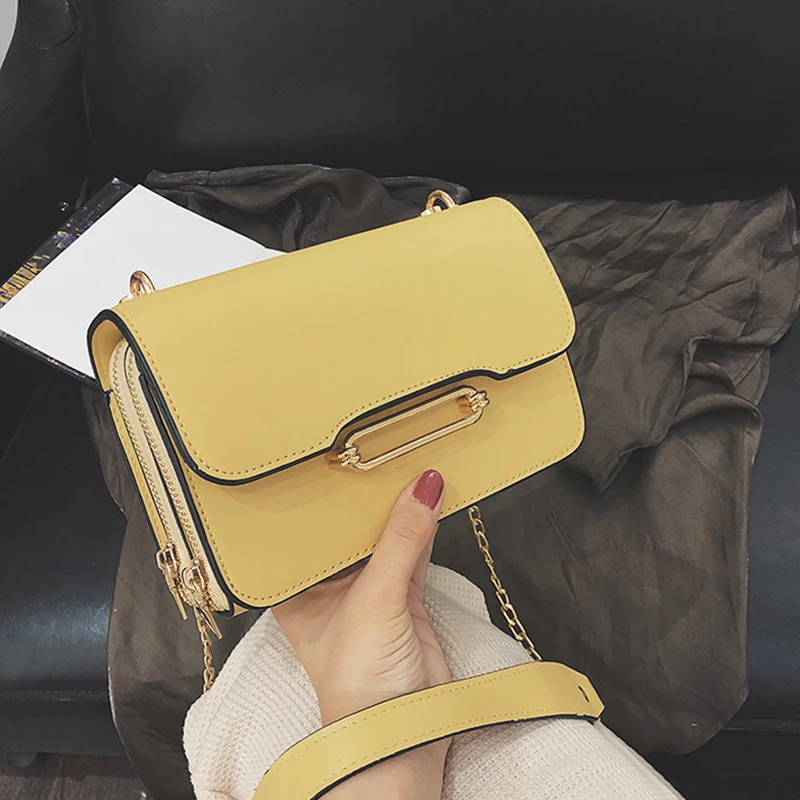 

Bag female 2019 new Korean version of the female bag ins shoulder slung chain fashion texture simple foreign small square bag